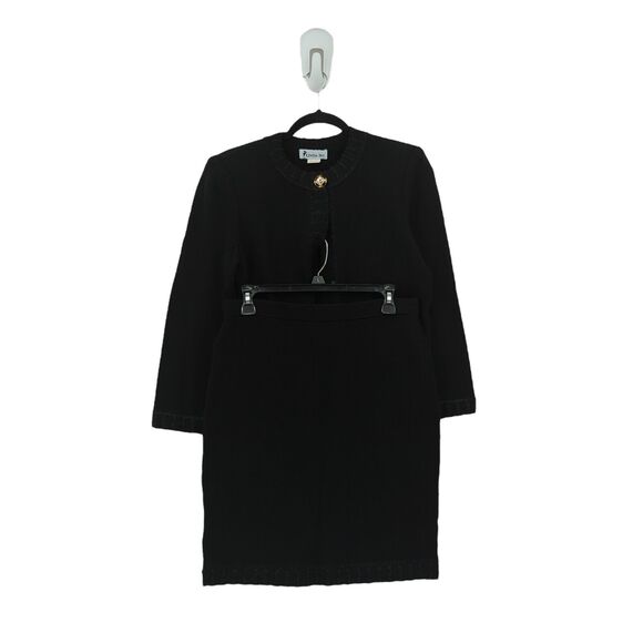 Linda Iki Women S Suit Set Black Knit Blazer Jacket Skirt Shimmer Hawaiian VTG - Picture 6 of 9